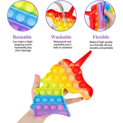 Washable Rainbow Unicorn Pop It Fidget Toy