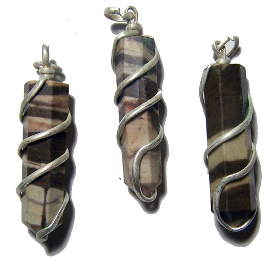 Buy AFRICAN ZEBRA COIL WRAPPED POINT STONE PENDANT (sold by the piece or bag of 10Bulk Price